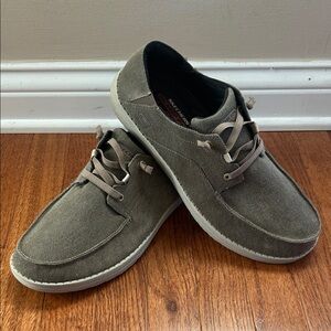 Skechers Memory Foam Men's Canvas Boat Shoes - Brown/Taupe - Size 12